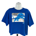 NFL Team Apparel Women's Blue Detroit Lions Cropped T-Shirt - L