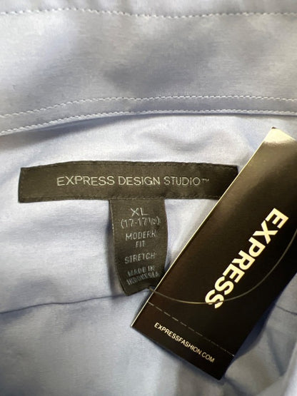 Express Design Studio Men's Blue Modern Fit Long Sleeve Button Up Shirt - XL image 3