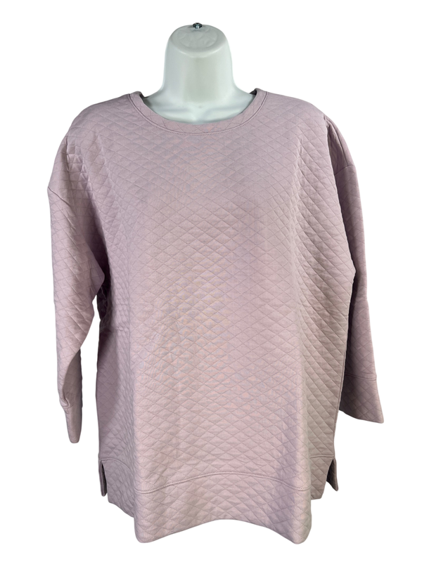 Lands End Women's Light Purple Quilted Long Sleeve Shirt - L
