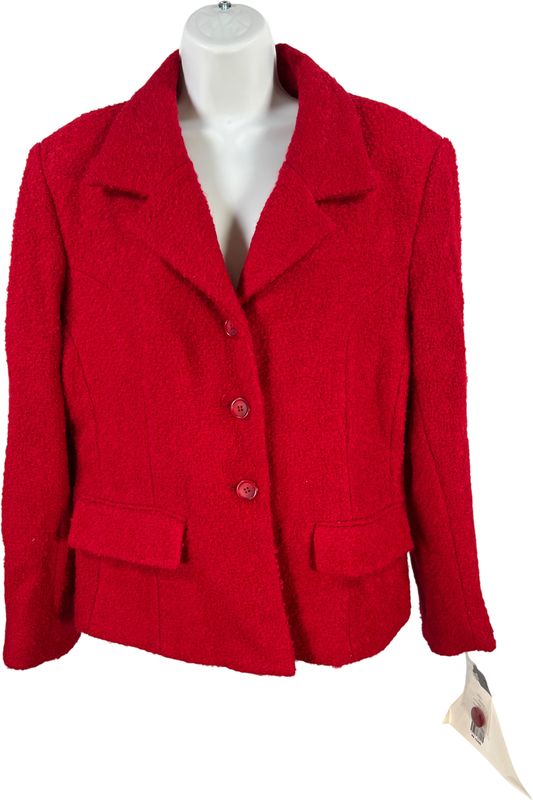 J.Percy for Marvin Richards Women’s Red Wool Blend Button Up Coat - 14