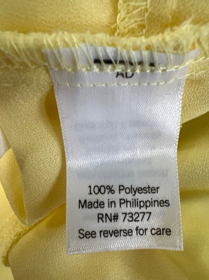 Lauren Conrad Women's Yellow Tiered Short Sleeve Button Up Blouse - L image 4