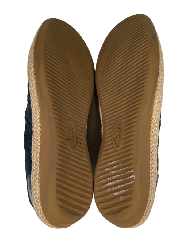 Clarks Collection Women's Blue Peforated Suede Espadrille Slip On Shoes - 8 image 7