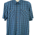 Orvis Men's Blue Plaid Classic Tech Short Sleeve Button Up Shirt - XL
