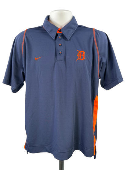 Nike Men's Blue/Orange Dri-Fit MLB Detroit Tigers Short Sleeve Polo Shirt - M