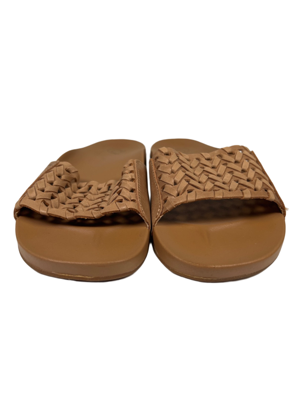 Olukai Women's Tan Leather Woven Kamola Slide Sandals - 9 image 2