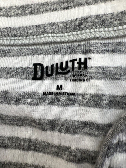 Duluth Trading Women's Gray/White Striped 3/4 Sleeve V-Neck Shirt - M image 3