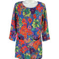 J Crew Women's Multicolor Floral Front Pocket 3/4 Sleeve Mini Dress - 0