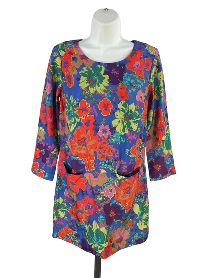 J Crew Women's Multicolor Floral Front Pocket 3/4 Sleeve Mini Dress - 0