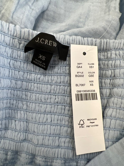 J.Crew Women's Blue Squareneck Soft Gauze 3/4 Sleeve A-Line Dress - XS image 3