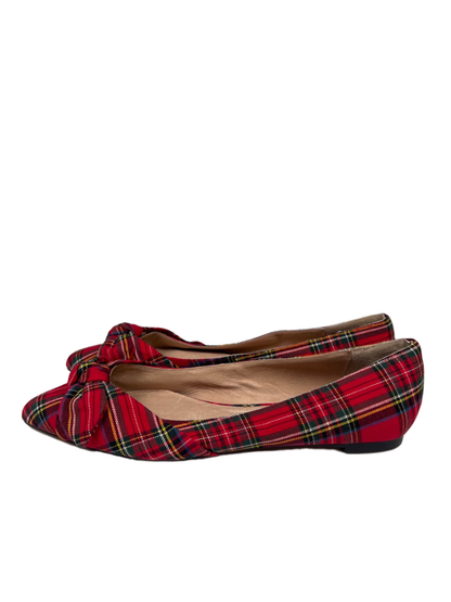 J.Jill Women's Red Holiday Plaid Pointed Bow Toe Flats - 10 image 5