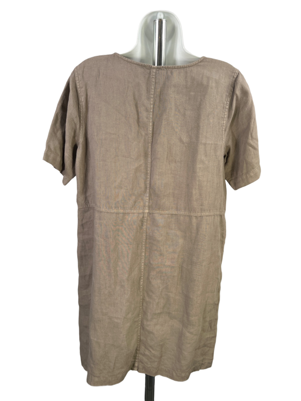 Pure J Jill Women's Tan Linen Short Sleeve Mini Tee Shirt Dress - M Petite image 2