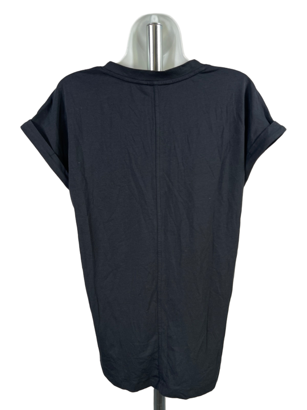 Banana Republic Women's Black V Neck Cuffed Short Sleeve Tee Shirt - S image 2