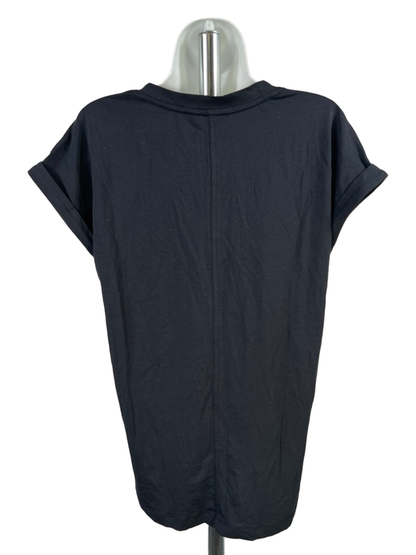 Banana Republic Women's Black V Neck Cuffed Short Sleeve Tee Shirt - S image 2