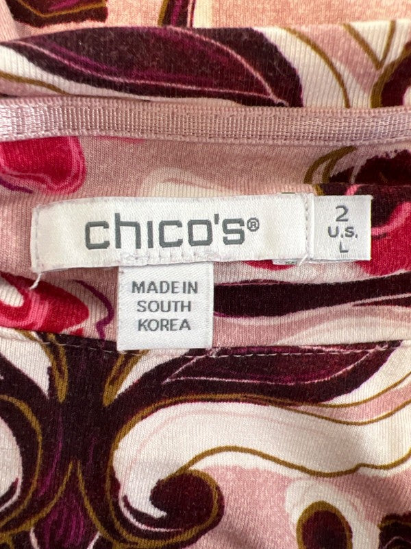 Chico's Women's Pink Paisley Long Sleeve T-Shirt - 2/US L image 3
