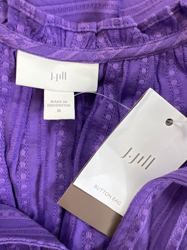 J.Jill Women's Purple Beach Plum Button Up Tiered Maxi Dress - M image 3