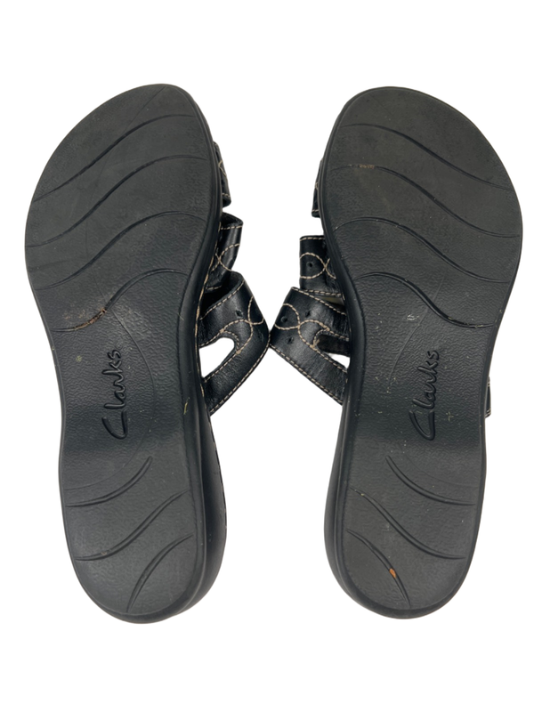 Clarks Collection Women's Black Leather Leisa Cacti Q Hook And Loop Sandals - 9 image 7