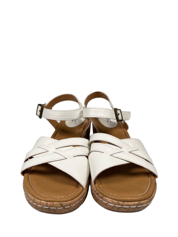 BOC Born Women's White Cork Strappy Slingback Adjustable Wedge Sandals - 7 image 2