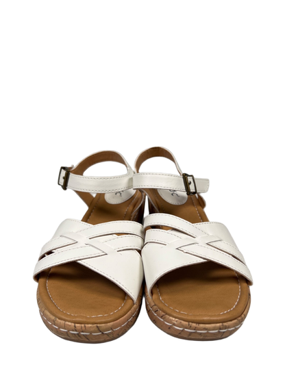 BOC Born Women's White Cork Strappy Slingback Adjustable Wedge Sandals - 7 image 2