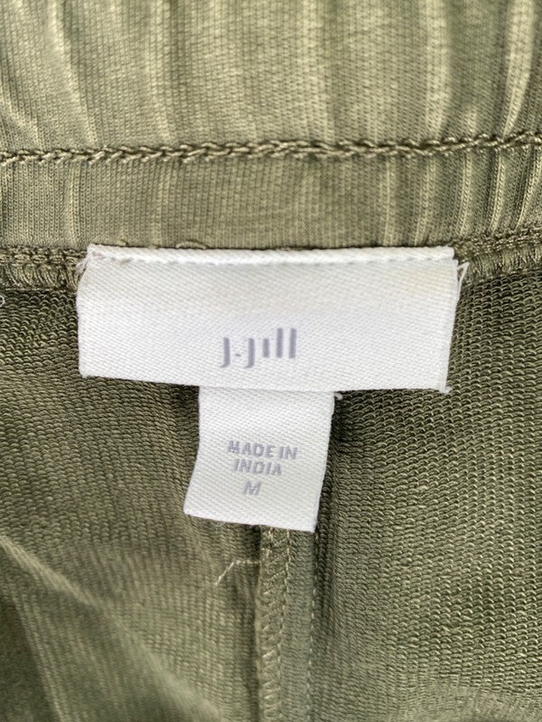 J Jill Women's Green Embroidered Stretch Drawstring Waist Casual Pants - M image 3