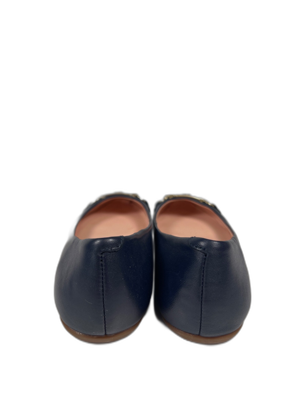 Kate Spade Women's Blue Leather Phoebe Gold Accent Ballet Flats - 7 image 4