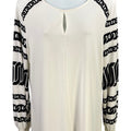 Chico’s Women’s White/Black Long Sleeve Cuffed Sleeve Blouse - 1/US M