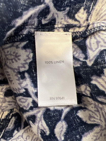 Pure J Jill Women's Blue/White Linen Floral Tee Shirt - M image 4