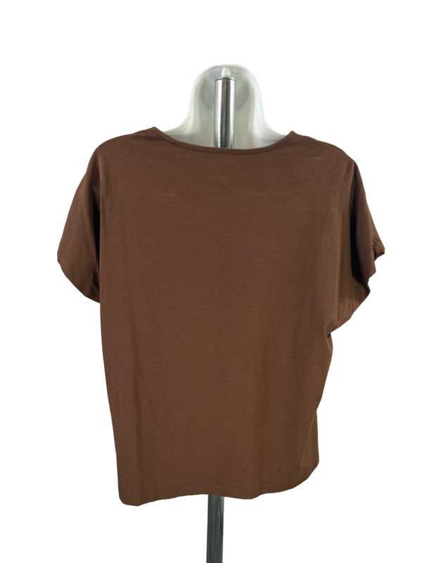 J Jill Women's Brown Relaxed Short Sleeve Tee Shirt - M Petite image 2