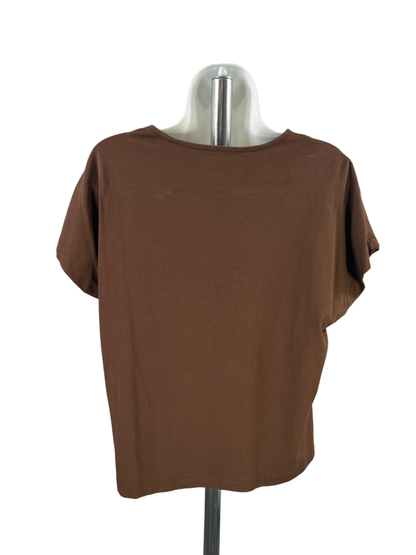 J Jill Women's Brown Relaxed Short Sleeve Tee Shirt - M Petite image 2