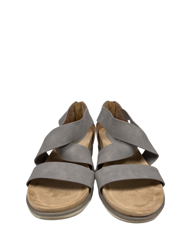 Euro Soft by Sofft Women's Gray Ankle Strap Open Toe Low Wedge Sandals - 8.5 image 2