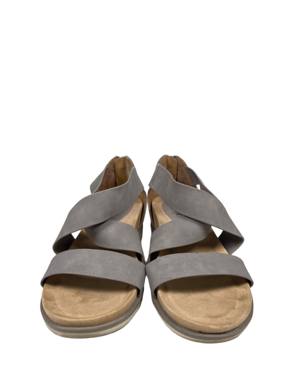 Euro Soft by Sofft Women's Gray Ankle Strap Open Toe Low Wedge Sandals - 8.5 image 2