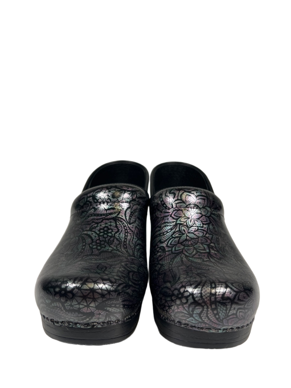 Dansko Women's Black Metallic Patent Leather Professional Work Clogs - 7.5/8 image 2