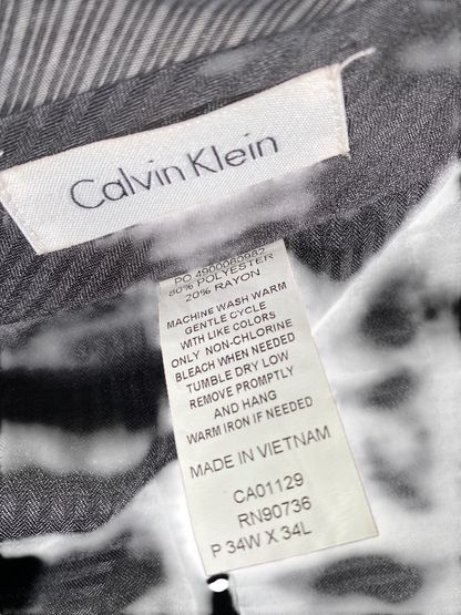 Calvin Klein Men's Gray Faint Plaid Dress Pants - 34x34 image 3