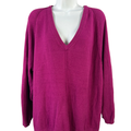 J Jill Women's Purple/Pink V Neck Long Sleeve Sweater - XL Petite
