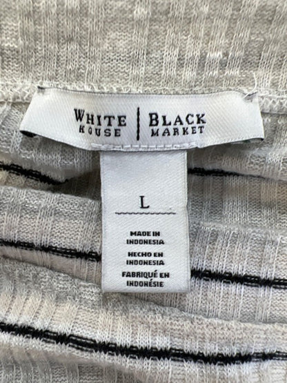 White House Black Market Women's Gray Striped Long Bell Sleeve Sweater - L image 3