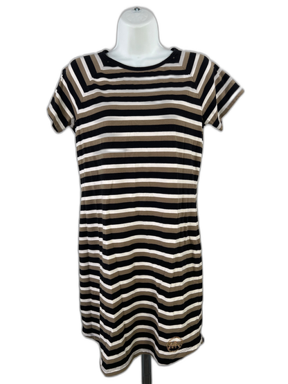 Michael Kors Women's Black/Green Striped Short Sleeve T-Shirt Dress - XS