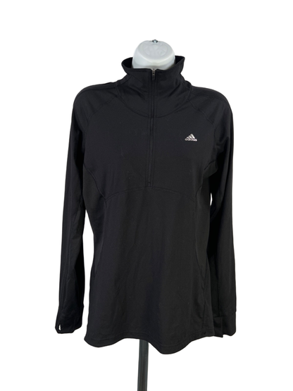 adidas Women's Black Long Sleeve 1/4 Zip Long Sleeve Athletic Shirt - M