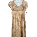 Apt 9 Women's Brown Floral V Neck Short Sleeve Midi Dress - 14 Petite