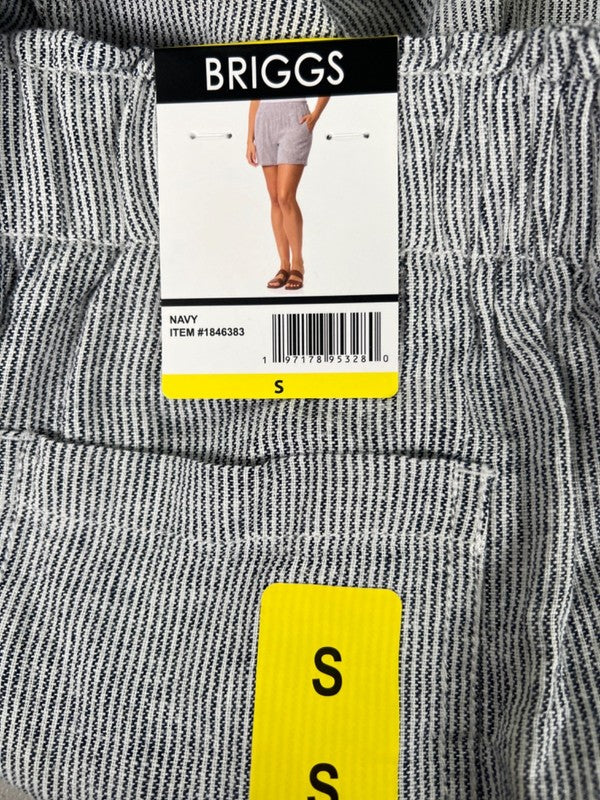 Briggs Women's Blue/White Striped Stretch Waist Pull On Shorts - S image 4