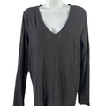 J.Crew Women's Black Slub Cotton V-Neck Shirt - M