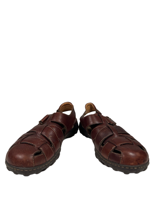 Born Men's Brown Leather Woven Slingback Fisherman Sandals - 11/45 image 6