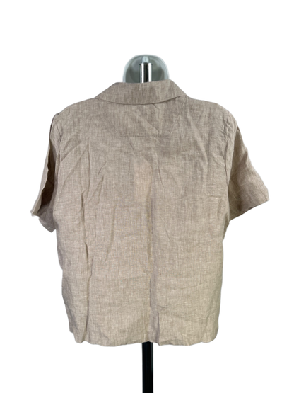 Quince Women's Tan Linen Matching Sleeveless Shirt And Button Up Set - M image 2