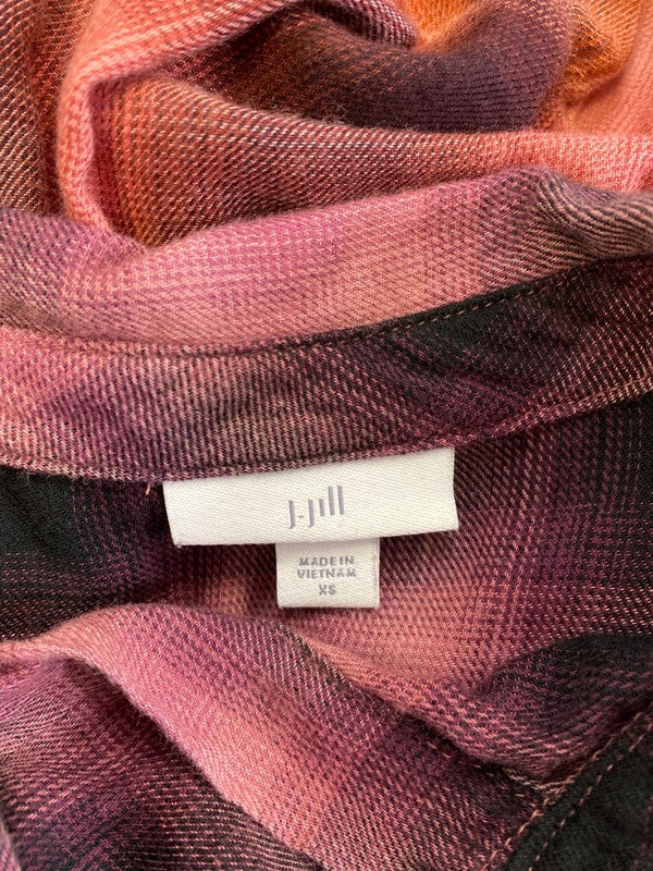 J.Jill Women’s Purple Plaid Long Sleeve Tiered Button Up Blouse - XS image 3