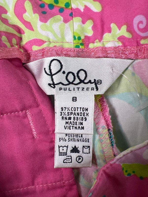 Lilly Pulitzer Women's Pink/Green Tropical Coral Cropped Pants - 8 image 3