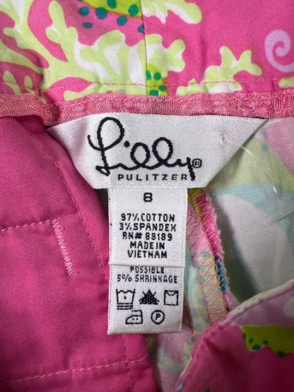 Lilly Pulitzer Women's Pink/Green Tropical Coral Cropped Pants - 8 image 3