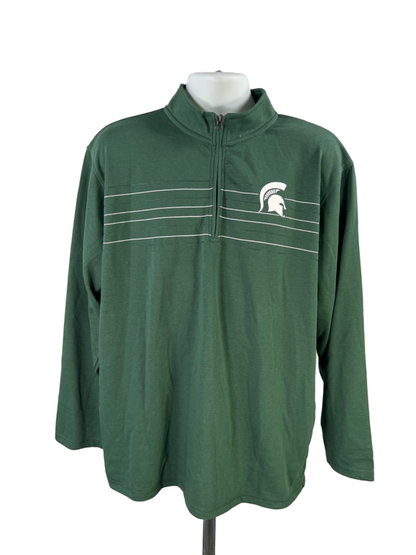 Captivating Men's Green Michigan State Long Sleeve Pullover Shirt - 2XL