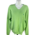Polo Ralph Lauren Women's Green V Neck Long Sleeve Sweater - M