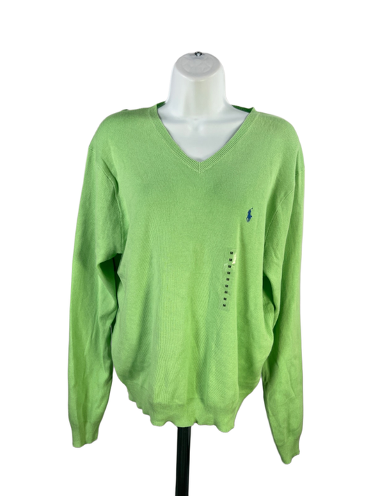 Polo Ralph Lauren Women's Green V Neck Long Sleeve Sweater - M