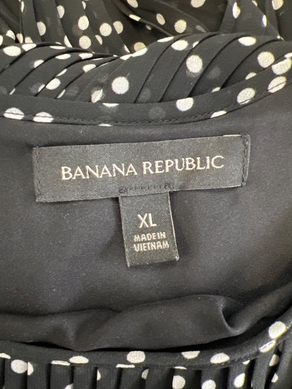 Banana Republic Women's Black/White Polka Dot Pleated Lined Maxi Dress - XL image 3