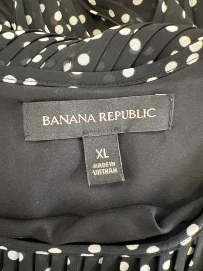 Banana Republic Women's Black/White Polka Dot Pleated Lined Maxi Dress - XL image 3