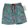 US Polo Assn Men's Blue/White Striped Crab Print Lined Swim Shorts - S